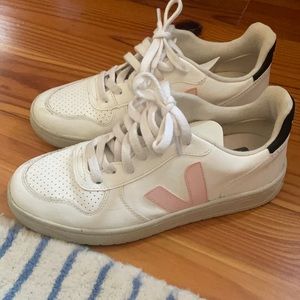 Pink and black veja sneakers